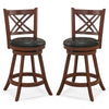 2Pcs Swivel Bar Stools Upholstered Counter Height Barstools w/ PU Seat 24"
