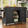 Rolling Kitchen Island Storage Trolley with Wood Effect Top & 5 Drawers Black