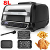 8L Air Fryer Health Grill & Flat Plate With Digital Cooking Probe 1700W 8 in 1