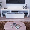 TV Stand White Modern Entertainment Units Living Room 2 Drawers with LED Lights