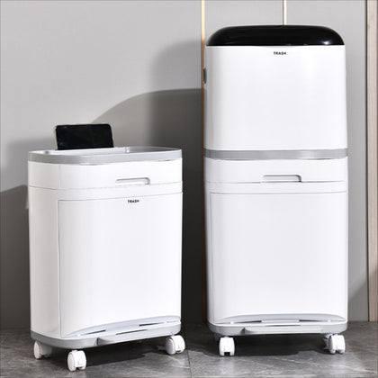 42 Litre Compartment Recycling Waste Bin Rolling Kitchen Sorting Trash Can & Lid