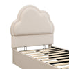3ft Single Ottoman Storage Bed with Cloud Shaped Upholstered Headboard, Beige