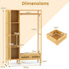 Garment Rack Bamboo Clothing Rack with Hanging Rod Storage Shelf Drawers