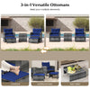 5 Pieces Patio Furniture Set Outdoor Chairs w/Space-saving Ottomans Navy