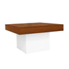 Coffee Table with LED Lights Square Brown Wooden Center Table for Living Room