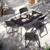 Rattan Effect Metal Folding 4ft Table & 4 Chairs Outdoor Indoor Furniture Dining