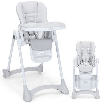 Baby Highchair Adjustable Folding Infant High Chair Toddler Dining Feeding Chair