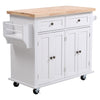 Kitchen Storage Trolley Cart Rolling Island Shelves Cupboard 2 Drawers Cabinet