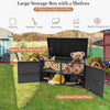 PE Wicker Storage Bin Garden Patio 330L 2-Tier Rattan Deck Box w/Lid-Black