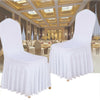 100x White Pleated Skirt Chair Covers Seat Protector Slip Stretch Dining Wedding