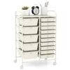 15 Drawers Storage Trolley Mobile Rolling Utility Cart-White