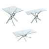 Coffee Dining Table Living Room Furniture Metal Base Tempered Glass Square Desk