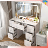 Bedroom Dressing Vanity Table Large Makeup Desk with LED Lighted Mirror 7 Drawer
