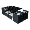 8 Seater Cube Rattan Garden Furniture Set Dining Table Chair Stool Outdoor Black