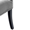 1PC Grey Dining Chairs Armchair High Back Velvet Upholstered With Wood Legs
