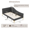 Single Size Upholstered Daybed Rivet-Tufted Platform Bed-Grey