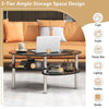 3-Tier Modern Oval Tea Table Smooth Glass Coffee Table Sofa End Side Table