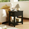 Bedside Table Set of 2 Bedroom Compact Table with Drawer & Storing Shelf-Black