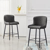 2 pcs Faux Leather / Velvet Bar Stools Diamond Design Soft Upholstered Seat Back