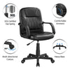 Home Office Chair Leather Computer Chair Adjustable Study Chair with Arms Black