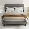 Double Size Upholstered Bed Frame w/ Sheep Plush Headboard，Wooden Slats Aytekbiy
