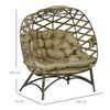 2 Seater Egg Chair Outdoor with Cushion, Cup Pockets - Khaki