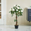 Artificial White Rose Flower Tree Potted Fake House Plant Home Outdoor Décor New