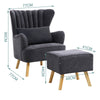 Velvet/Linen Shell Wing Back Upholster Accent Armchair Sofa Cushion Footstool UK