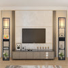 Wood Floor Lamp Modern Standing Light with Shelves USBCharging Port Drawer Black