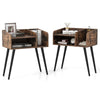 Bedroom End Table (Set of 2) Modern Nightstand with Open Shelves-Coffee