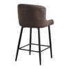 2 Pcs Bar Stools Brown Grey Metal Legs Faux Leather Dining Room Breakfast Stool