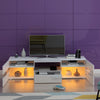 White Modern 177cm TV Unit Stand Cabinet High Gloss & Matt body with LED Lights