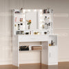 Dressing Table w/ LED Lights Mirror,Makeup Vanity Table w/ Shelves & Drawer HOT