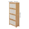 Wood Rattan Cupboard Storage 4Tier Free Standing Shoe Organizer Cabinet Entrance