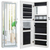 Hanging Jewelry Cabinet Wall Door Mounted Jewelry Cabinet w/Mirror-White