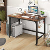 Computer Workstation Rolling Writing Study Desk On Wheels-Brown
