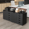Wooden Vertical Storage Dresser Cabinet 5-Drawer Chest with Door-Black