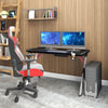 Gaming Computer Desk with Cup Holder Headphone Hook LED Racing Table Workstation