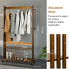 Bamboo Clothes Rail Garment Dress Hanging Hook Display Stand Shoe Rack on Wheels