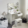 Dressing Table Makeup Vanity White with Mirror LED Lights Drawers & Stool Modern