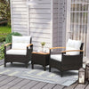 3 pcs Outdoor Rattan Sofa Set Patio Furniture Set with Coffee Table Conversation