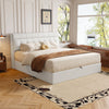 Ottoman Lift Up 4ft6 Upholstered Double Bed Frame With Storage Headboard Cream