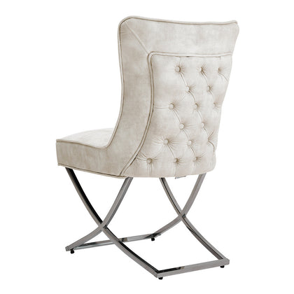 Luxury Dining Table Side Chair Design Sense Button Back Cross Legs Reception 2x