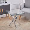 Square Glass Coffee Table Side Table Cross Stainless Steel Legs Sofa Living Room