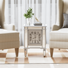 Stunning Mirrored End Table Bedside Desk Slim Storage Cabinet with Clock Display
