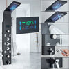 Black LED Shower Panel Column Tower Stainless Steel Rain Massage Body Jets Mixer