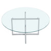 Clear Tempered Glass Coffee Table Round Side End Tea Table Cross Box Chrome Base