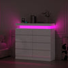 High Gloss Chest of 8 Drawers White with RGB LED Lights Bedroom Bedside Cabinet