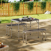 3FT Aluminum Foldable Camping Beer Table and 2 Benches Set Garden Picnic Trestle
