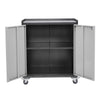 2 Doors Metal Office Filing Cabinet 2 Tier Shelf File Storage Cupboard on Wheels